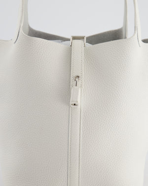 Hermès Picotin 22 Lock Bag in New White Clemence Leather with Palladium Hardware