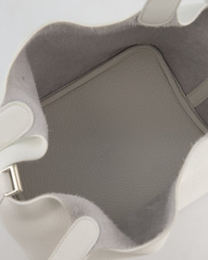 Hermès Picotin 22 Lock Bag in New White Clemence Leather with Palladium Hardware