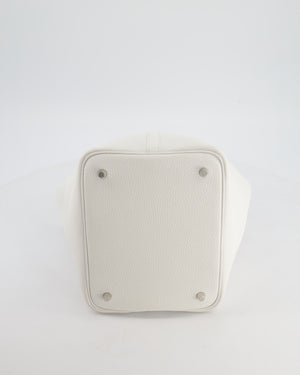 Hermès Picotin 22 Lock Bag in New White Clemence Leather with Palladium Hardware