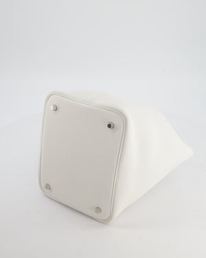 Hermès Picotin 22 Lock Bag in New White Clemence Leather with Palladium Hardware