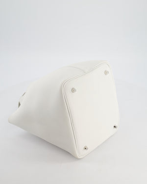Hermès Picotin 22 Lock Bag in New White Clemence Leather with Palladium Hardware