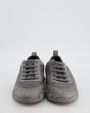 Hermès Bouncing Trainers in Gris Osmium & Gris Orage Goatskin Leather Size EU 38.5