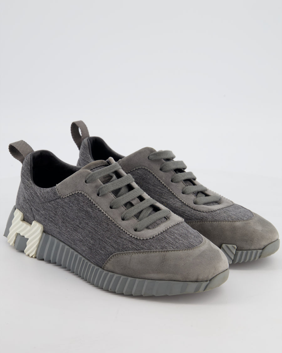 Hermès Bouncing Trainers in Gris Osmium & Gris Orage Goatskin Leather Size EU 38.5