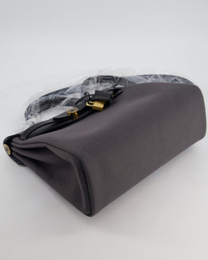 *HOT & RARE* Hermès Herbag 31 Laque Zip Bag in Ardoise Toile Militaire Canvas, Noir Vache Hunter Leather with Gold & Noir Hardware