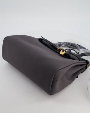 *HOT & RARE* Hermès Herbag 31 Laque Zip Bag in Ardoise Toile Militaire Canvas, Noir Vache Hunter Leather with Gold & Noir Hardware