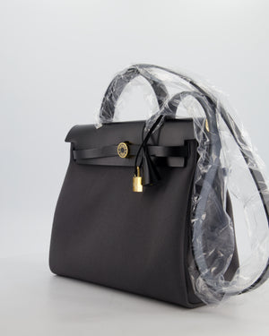 *HOT & RARE* Hermès Herbag 31 Laque Zip Bag in Ardoise Toile Militaire Canvas, Noir Vache Hunter Leather with Gold & Noir Hardware