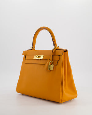 Hermès Kelly 28 Retourne Bag in Abricot Evercolor Leather with Gold Hardware
