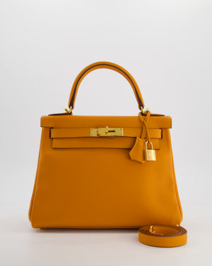Hermès Kelly 28 Retourne Bag in Abricot Evercolor Leather with Gold Hardware