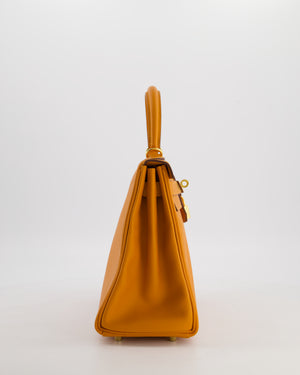 Hermès Kelly 28 Retourne Bag in Abricot Evercolor Leather with Gold Hardware