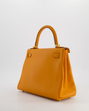 Hermès Kelly 28 Retourne Bag in Abricot Evercolor Leather with Gold Hardware