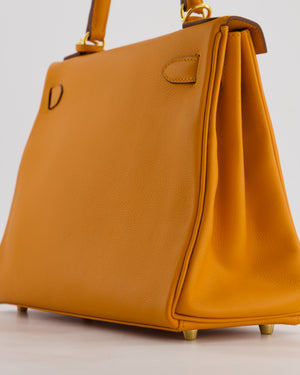 Hermès Kelly 28 Retourne Bag in Abricot Evercolor Leather with Gold Hardware