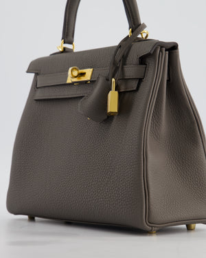 Hermès Kelly 25 Retourne Bag in Gris Etain Togo Leather with Gold Hardware