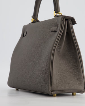 Hermès Kelly 25 Retourne Bag in Gris Etain Togo Leather with Gold Hardware