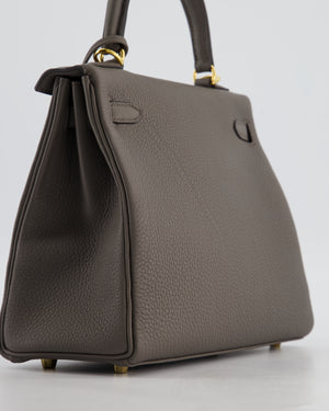 Hermès Kelly 25 Retourne Bag in Gris Etain Togo Leather with Gold Hardware