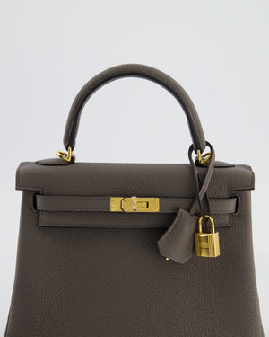 Hermès Kelly 25 Retourne Bag in Gris Etain Togo Leather with Gold Hardware
