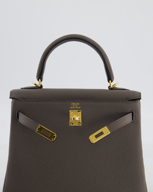 Hermès Kelly 25 Retourne Bag in Gris Etain Togo Leather with Gold Hardware