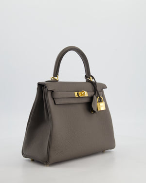 Hermès Kelly 25 Retourne Bag in Gris Etain Togo Leather with Gold Hardware