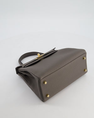 Hermès Kelly 25 Retourne Bag in Gris Etain Togo Leather with Gold Hardware