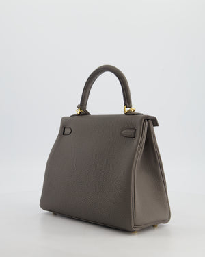 Hermès Kelly 25 Retourne Bag in Gris Etain Togo Leather with Gold Hardware