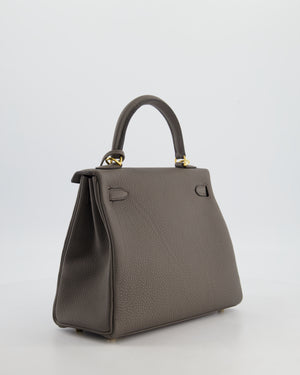 Hermès Kelly 25 Retourne Bag in Gris Etain Togo Leather with Gold Hardware