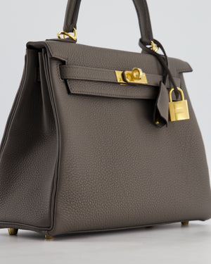 Hermès Kelly 25 Retourne Bag in Gris Etain Togo Leather with Gold Hardware