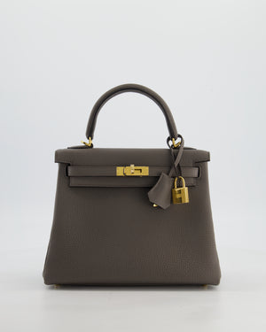 Hermès Kelly 25 Retourne Bag in Gris Etain Togo Leather with Gold Hardware