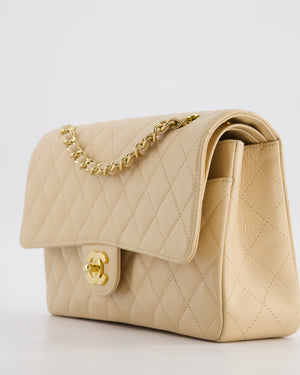 Chanel Beige Clair Medium Classic Double Flap Bag in Caviar Leather with Champagne Gold Hardware