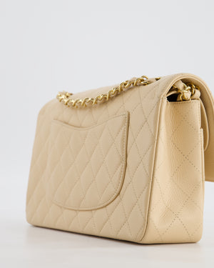 Chanel Beige Clair Medium Classic Double Flap Bag in Caviar Leather with Champagne Gold Hardware