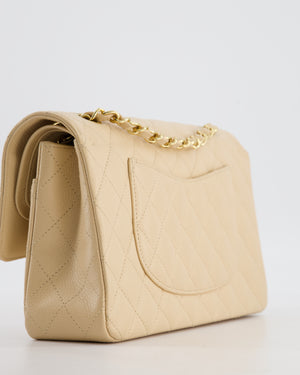 Chanel Beige Clair Medium Classic Double Flap Bag in Caviar Leather with Champagne Gold Hardware