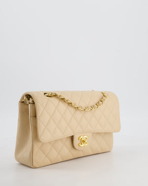 Chanel Beige Clair Medium Classic Double Flap Bag in Caviar Leather with Champagne Gold Hardware