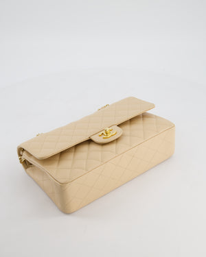 Chanel Beige Clair Medium Classic Double Flap Bag in Caviar Leather with Champagne Gold Hardware