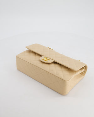 Chanel Beige Clair Medium Classic Double Flap Bag in Caviar Leather with Champagne Gold Hardware