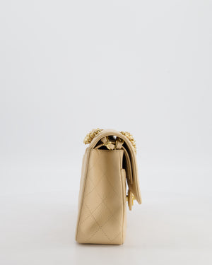 Chanel Beige Clair Medium Classic Double Flap Bag in Caviar Leather with Champagne Gold Hardware