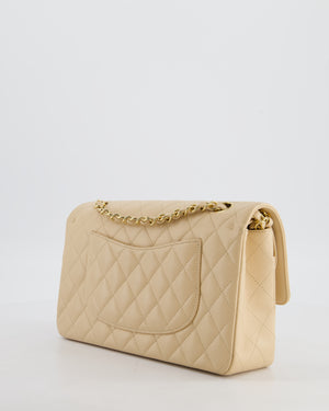 Chanel Beige Clair Medium Classic Double Flap Bag in Caviar Leather with Champagne Gold Hardware