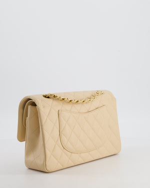 Chanel Beige Clair Medium Classic Double Flap Bag in Caviar Leather with Champagne Gold Hardware