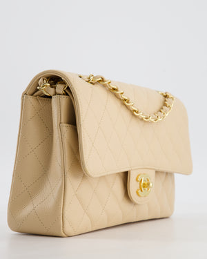 Chanel Beige Clair Medium Classic Double Flap Bag in Caviar Leather with Champagne Gold Hardware