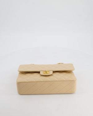 Chanel Beige Clair Medium Classic Double Flap Bag in Caviar Leather with Champagne Gold Hardware