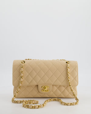 Chanel Beige Clair Medium Classic Double Flap Bag in Caviar Leather with Champagne Gold Hardware