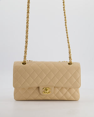 Chanel Beige Clair Medium Classic Double Flap Bag in Caviar Leather with Champagne Gold Hardware