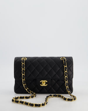 Chanel Black Small Classic Double Flap Bag in Caviar Leather with Gold Hardware