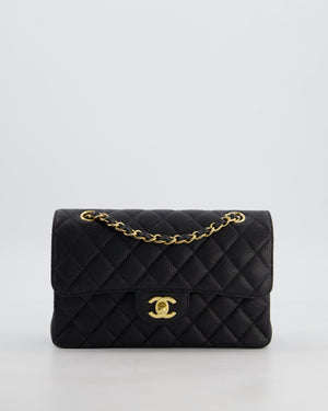 Chanel Black Small Classic Double Flap Bag in Caviar Leather with Gold Hardware