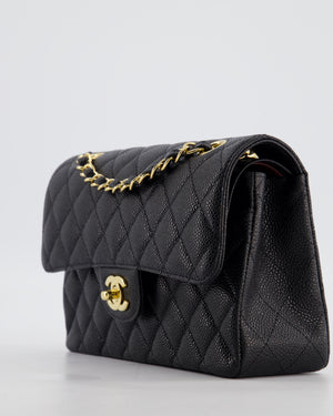 Chanel Black Small Classic Double Flap Bag in Caviar Leather with Gold Hardware
