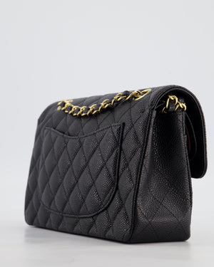 Chanel Black Small Classic Double Flap Bag in Caviar Leather with Gold Hardware