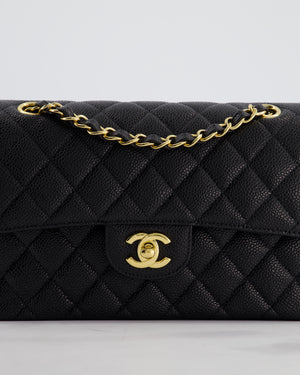 Chanel Black Small Classic Double Flap Bag in Caviar Leather with Gold Hardware