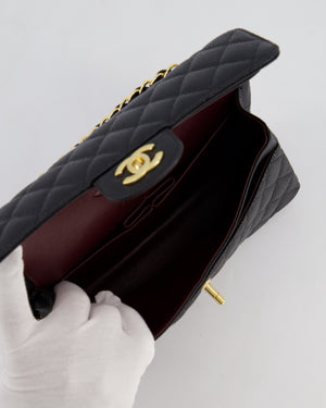 Chanel Black Small Classic Double Flap Bag in Caviar Leather with Gold Hardware