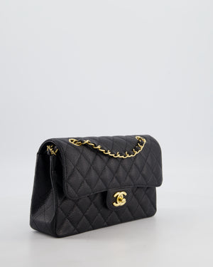 Chanel Black Small Classic Double Flap Bag in Caviar Leather with Gold Hardware