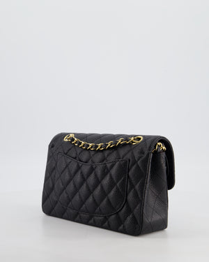 Chanel Black Small Classic Double Flap Bag in Caviar Leather with Gold Hardware