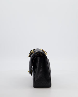 Chanel Black Small Classic Double Flap Bag in Caviar Leather with Gold Hardware
