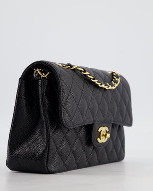 Chanel Black Small Classic Double Flap Bag in Caviar Leather with Gold Hardware