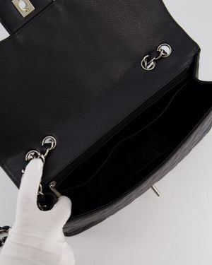 Chanel Black Jumbo Classic Single Flap Bag in Caviar Leather with Silver Hardware